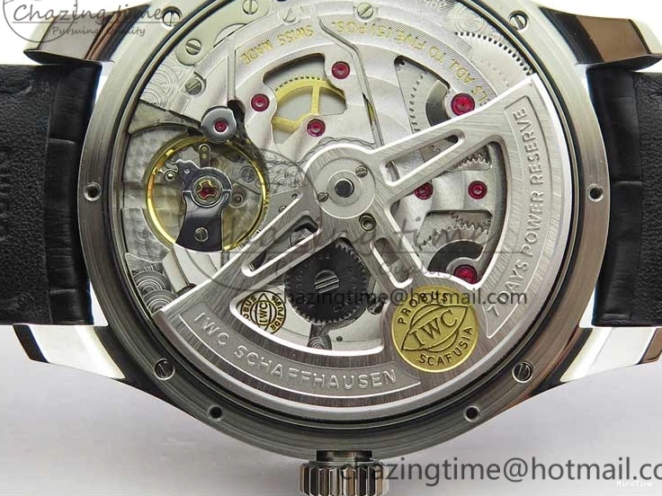 MIROTIME 0108 Portuguese Real PR Real Annual Calendar IW503502 ZF 1:1 Best Edition Black Dial Steel Markers on Black Leather Strap A StreetReady 7134